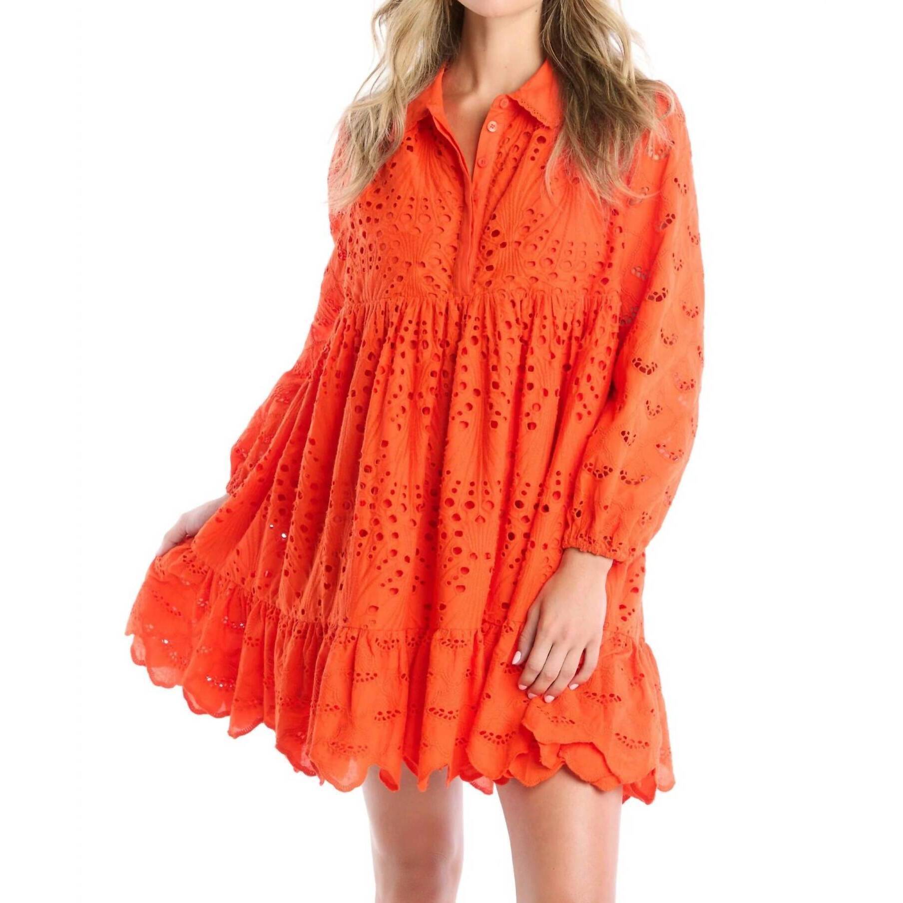 New Allison New York Millie Embroidered Eyelet Dress In Cherry Tomato